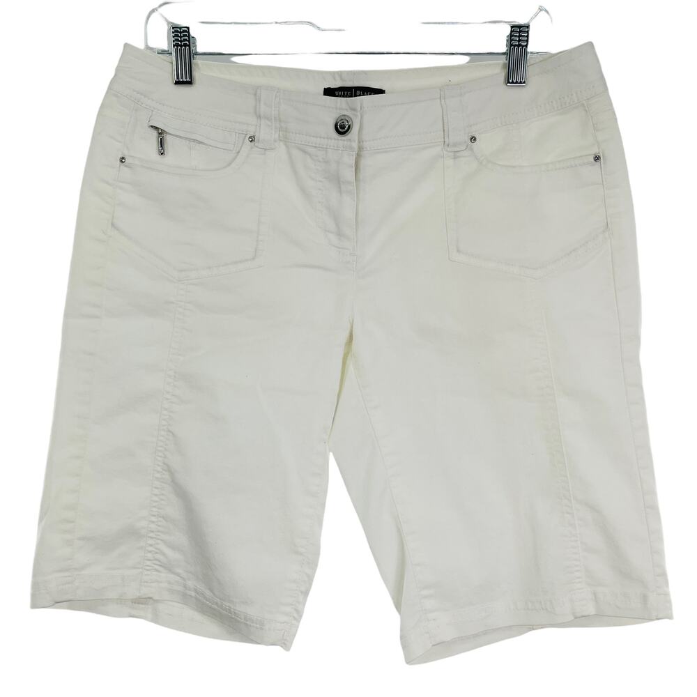 WHITE HOUSE BLACK MARKET White Cotton Lightweight Khaki Bermuda Shorts 4